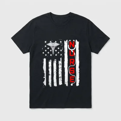 Patriotic American USA Flag Correctional RN T-Shirt – Classic T-Shirt in Black