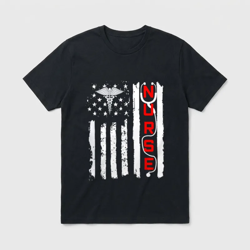 Patriotic American USA Flag Correctional RN T-Shirt – Classic T-Shirt in Black