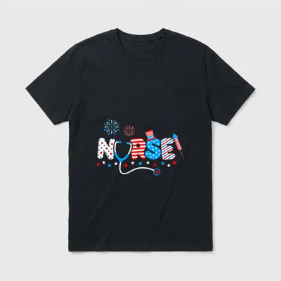 Nurse 4th of July American Patriotic T-Shirt – Classic T-Shirt in Black