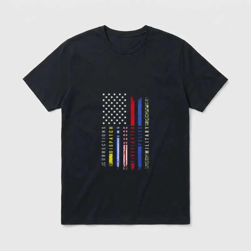 First Responder Hero Flag Nurse EMS T-Shirt – Classic T-Shirt in Black