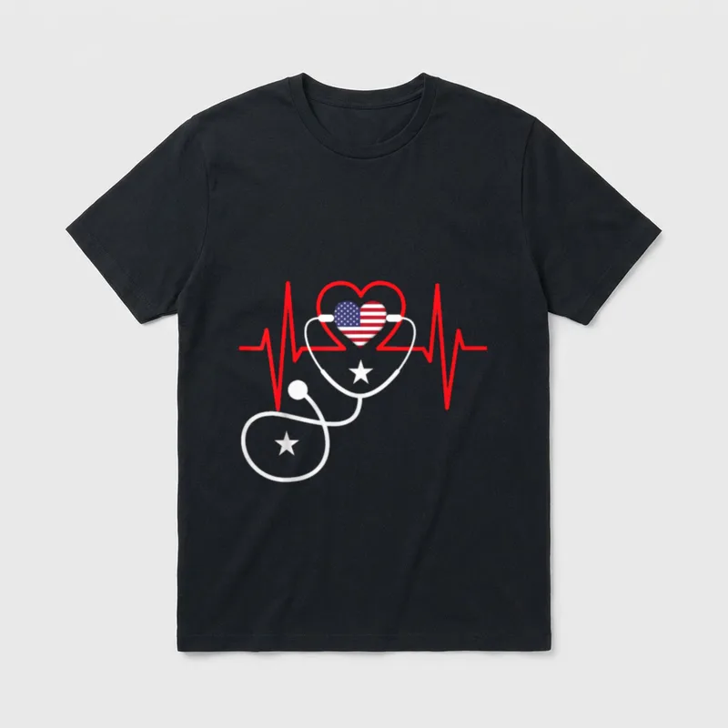 Nurse Patriotic Beautiful T-Shirt – Classic T-Shirt in Black