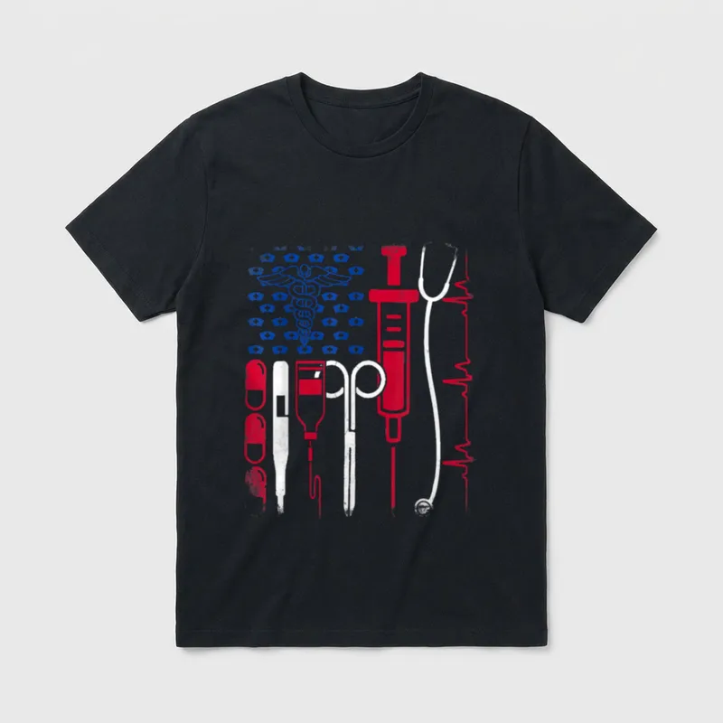 Nurse Tool American Flag Pride 4th T-Shirt – Classic T-Shirt in Black