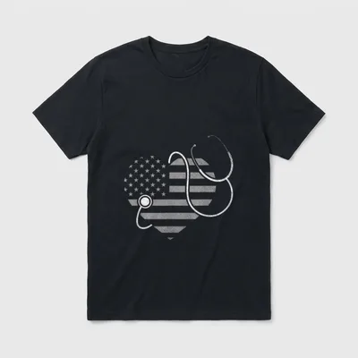 US Flag Stethoscope Patriotic Nursing Medicine T-Shirt – Classic T-Shirt in Black