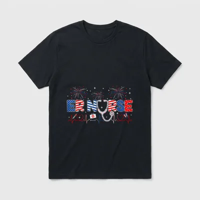 ER Nurse 4th of July American T-Shirt – Classic T-Shirt in Black