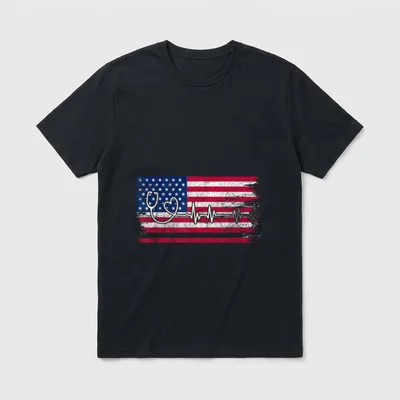 American Flag Nurse Patriotic T-Shirt – Classic T-Shirt in Black