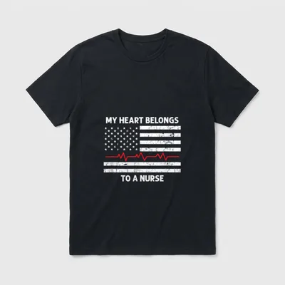 Heart Belongs to a Nurse Husband T-Shirt – Classic T-Shirt in Black