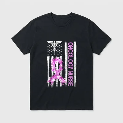 Breast Cancer Oncology Nurse RN Patriotic T-Shirt – Classic T-Shirt in Black