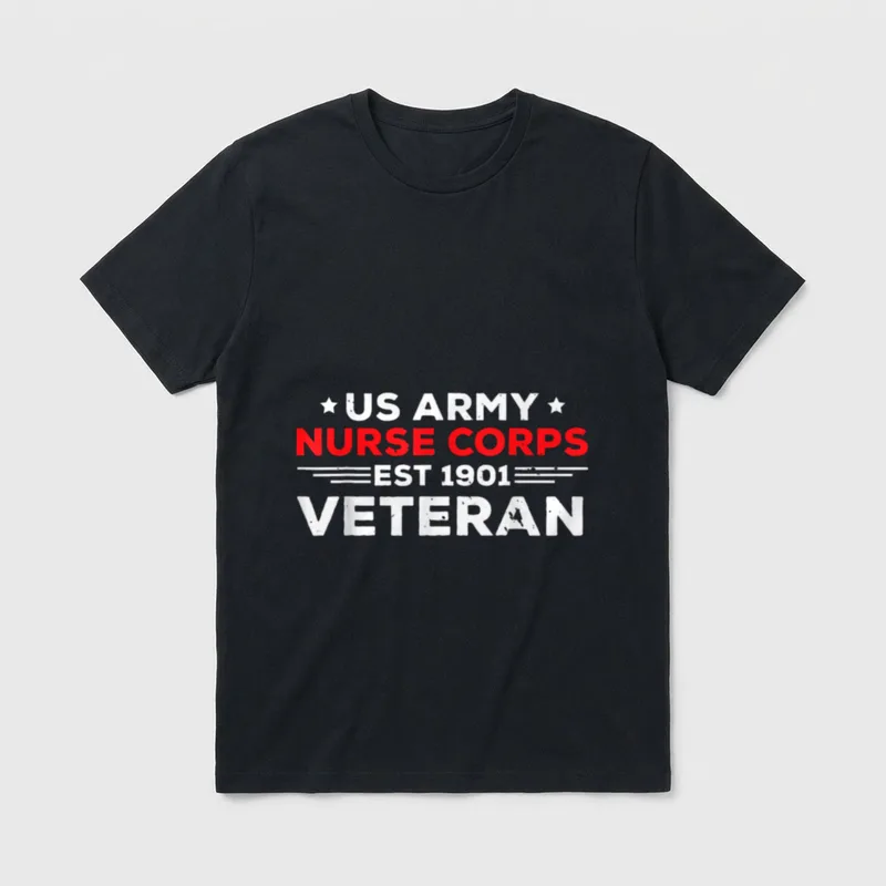 USA Army Nurse Corps Veteran Patriotic T-Shirt – US Army Nurse Corps Est 1901 Veteran print – Classic T-Shirt in Black