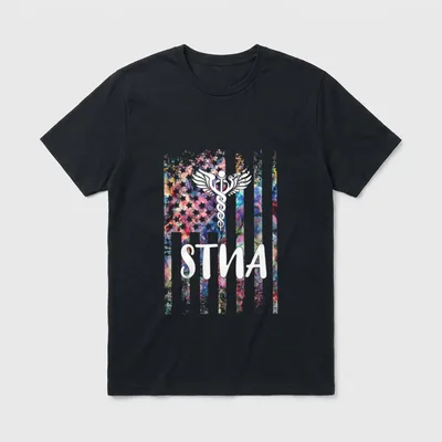 STNA American Flag State Tested Nursing T-Shirt – Classic T-Shirt in Black