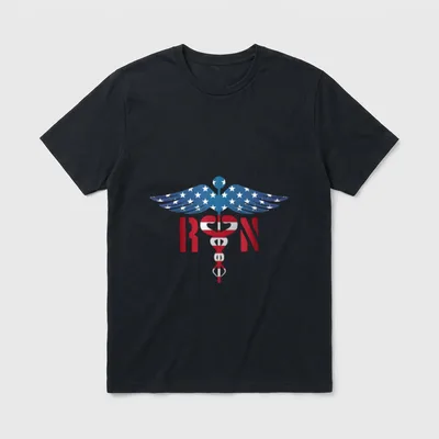 RN Nurse 4th of July Patriotic T-Shirt – Classic T-Shirt in Black