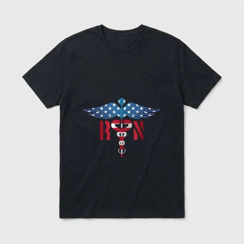 RN Nurse 4th of July Patriotic T-Shirt – Classic T-Shirt in Black