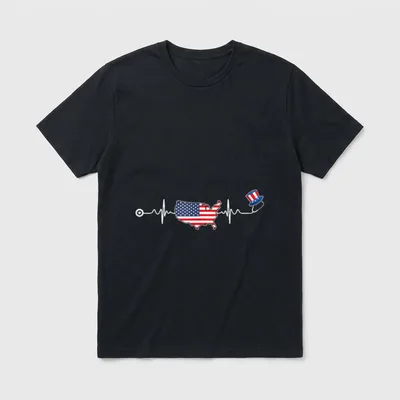 American Nurse 4th of July USA T-Shirt – Classic T-Shirt in Black
