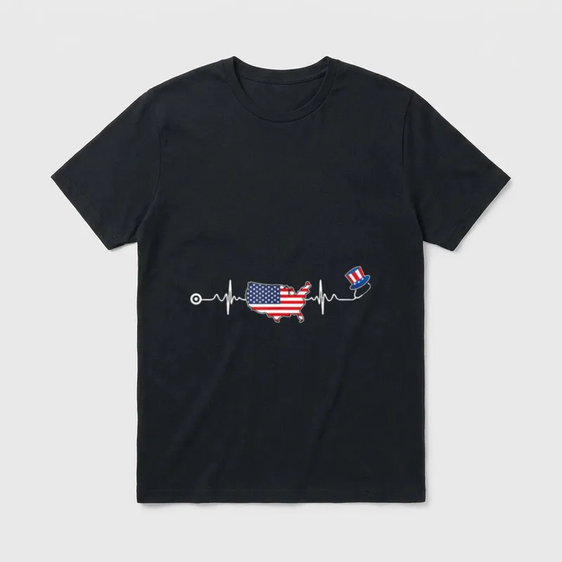 American Nurse 4th of July USA T-Shirt – Classic T-Shirt in Black