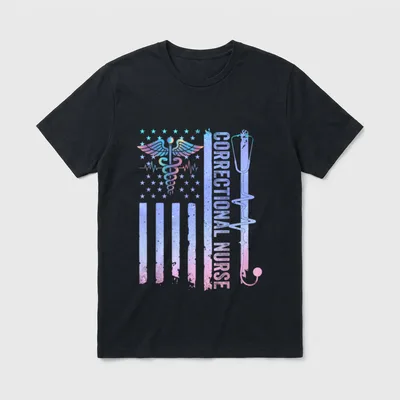Correctional Nurse American Flag Corrections Nursing T-Shirt – Classic T-Shirt in Black
