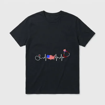 American Nurse 4th of July Map T-Shirt – Classic T-Shirt in Black