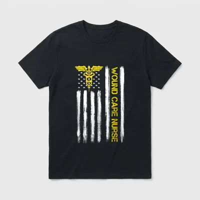 American Flag Wound Care Nurse T-Shirt – Classic T-Shirt in Black