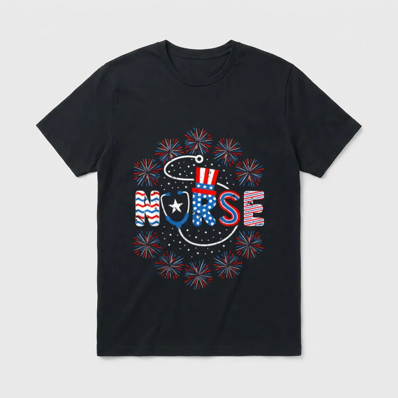 4th of July Nurse American Pride T-Shirt – Classic T-Shirt in Black