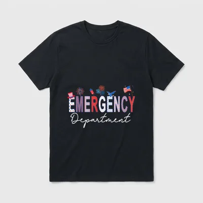 4th of July USA Room Emergency T-Shirt – EMERGENCY Department in patriotic lettering – Classic T-Shirt in Black