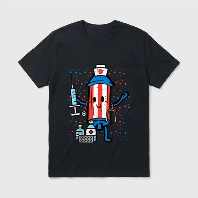 4th of July Firecracker Nurse T-Shirt – Classic T-Shirt in Black