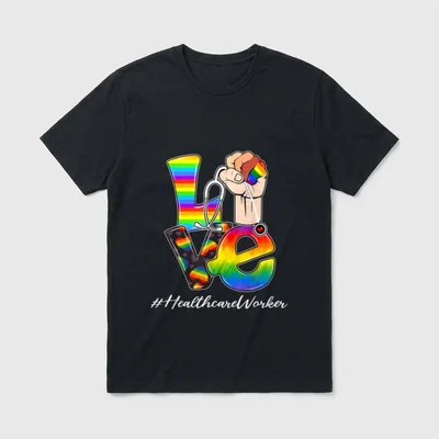 LGBT Gay Pride Rainbow Flag Nursing T-Shirt – Classic T-Shirt in Black