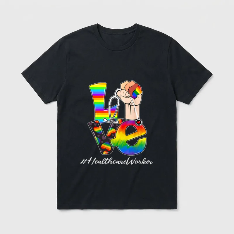 LGBT Gay Pride Rainbow Flag Nursing T-Shirt – Classic T-Shirt in Black