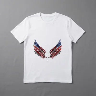 Nurse American Flag 4th of Wings T-Shirt – American flag wings with a stethoscope and pulse line – Classic T-Shirt in Black