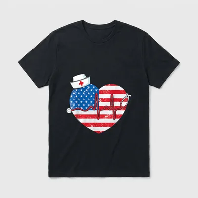 Patriotic RN LPN CNA American Flag T-Shirt – Classic T-Shirt in Black