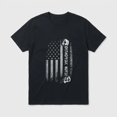 Orthopedic Nurse USA Flag Ortho Nursing T-Shirt – Classic T-Shirt in Black