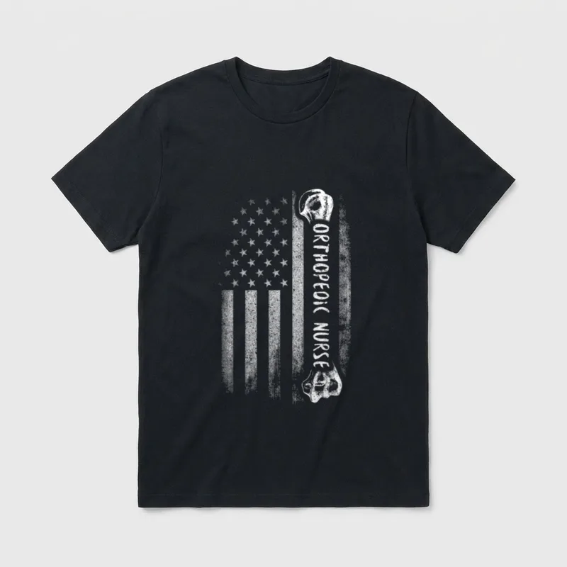 Orthopedic Nurse USA Flag Ortho Nursing T-Shirt – Classic T-Shirt in Black