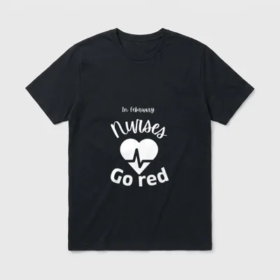 In February Nurses Go Red American T-Shirt – Classic T-Shirt in Black