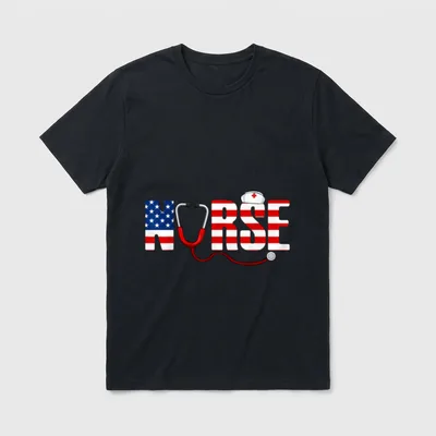 Nurse 4th of July Cool Stethoscope T-Shirt – Classic T-Shirt in Black