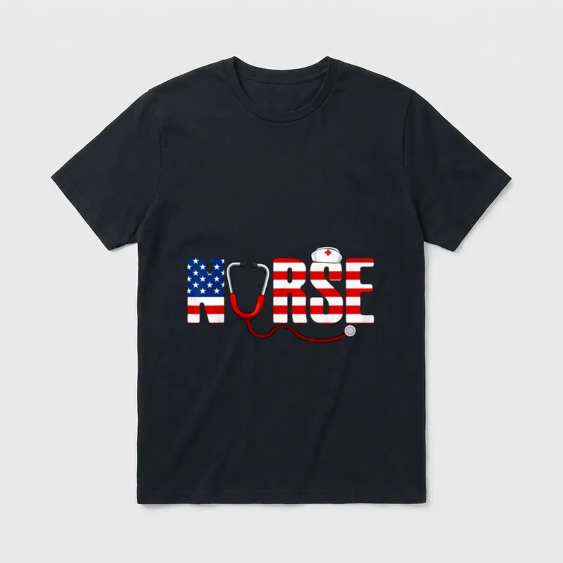 Nurse 4th of July Cool Stethoscope T-Shirt – Classic T-Shirt in Black