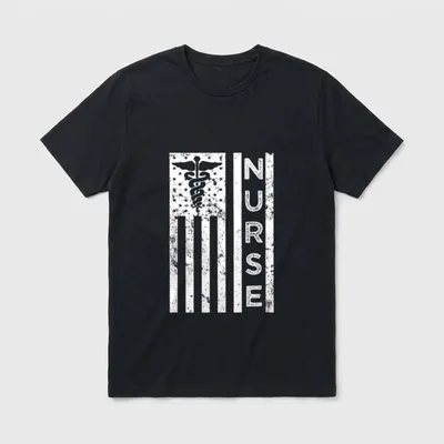 Nurse American Flag Proud Nurses T-Shirt – Classic T-Shirt in Black