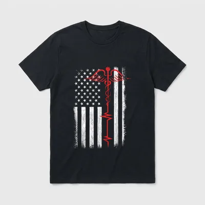 Patriot Nurse Hospital Health America USA T-Shirt – Classic T-Shirt in Black