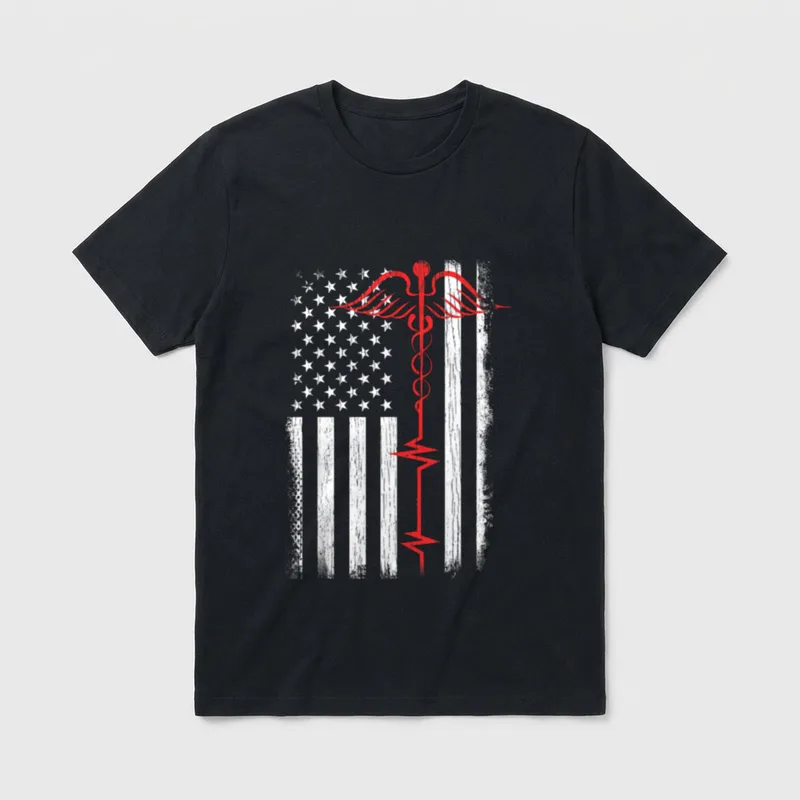 Patriot Nurse Hospital Health America USA T-Shirt – Classic T-Shirt in Black