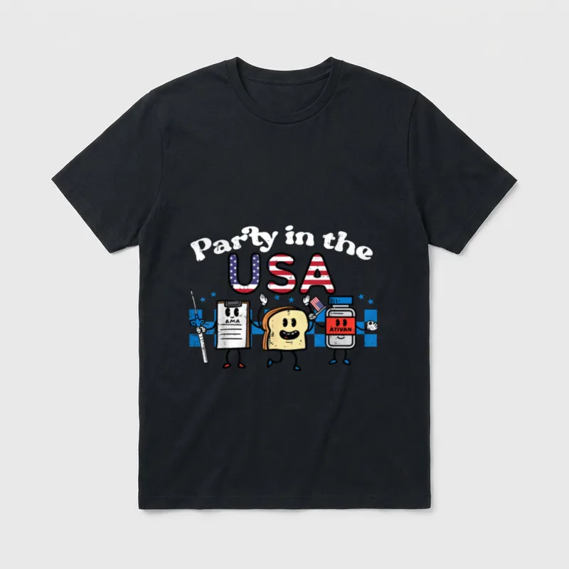 4th July Nurse Party USA Ativan T-Shirt – Classic T-Shirt in Black