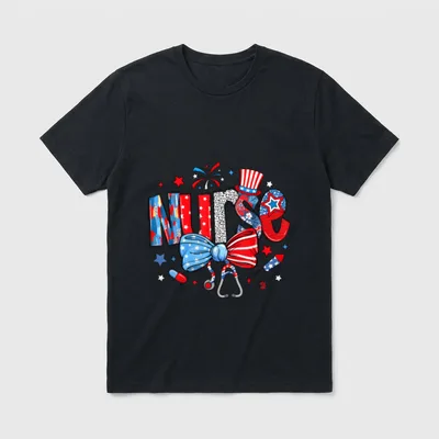 4th of July Nurse American Fourth T-Shirt – Classic T-Shirt in Black