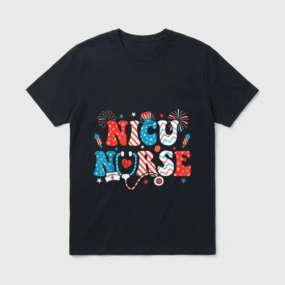 NICU Nurse 4th of July American T-Shirt – Classic T-Shirt in Black