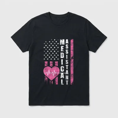 USA Flag Healthcare Worker Nurse Week T-Shirt – Classic T-Shirt in Black