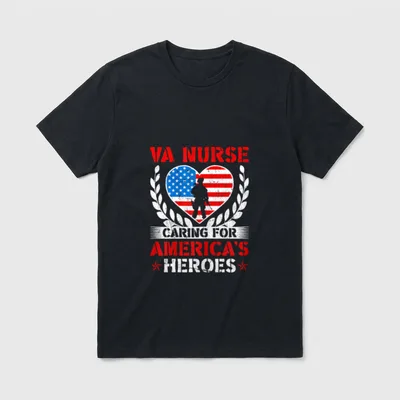 VA Nurse Caring for America's Patriotic T-Shirt – VA Nurse Caring For America's Heroes – Classic T-Shirt in Black