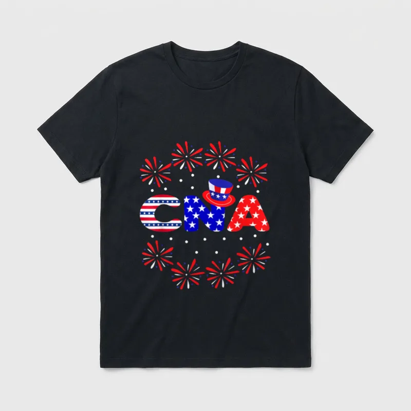 4th of July CNA Nurse Red T-Shirt – Classic T-Shirt in Black
