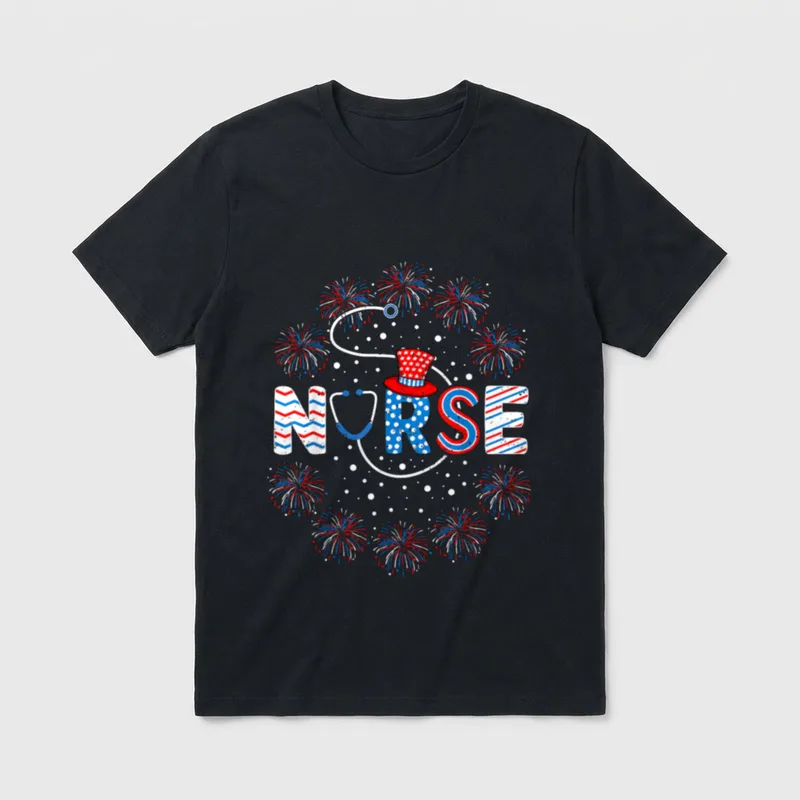 4th of July Nurse American Lightweight T-Shirt – Classic T-Shirt in Black