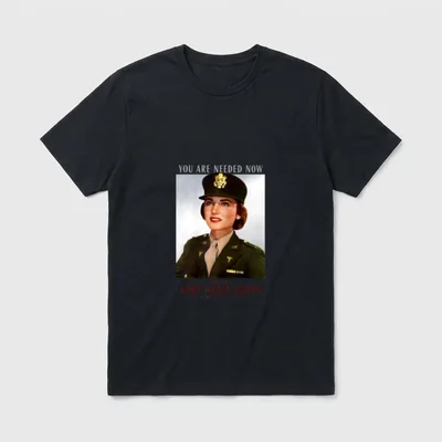 Join the Army Nurse Corps T-Shirt – Smiling nurse in uniform with vintage recruiting text – Classic T-Shirt in Black