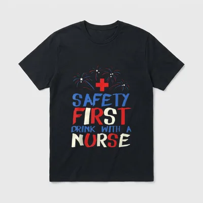 4th of July USA Party Nurse T-Shirt – Classic T-Shirt in Black