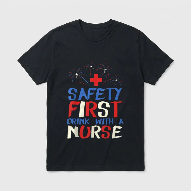 4th of July USA Party Nurse T-Shirt – Classic T-Shirt in Black