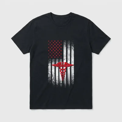 Proud Nurse RN LPN American Flag T-Shirt – Classic T-Shirt in Black