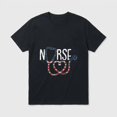 Nurse 4th of July American Registered T-Shirt – Classic T-Shirt in Black