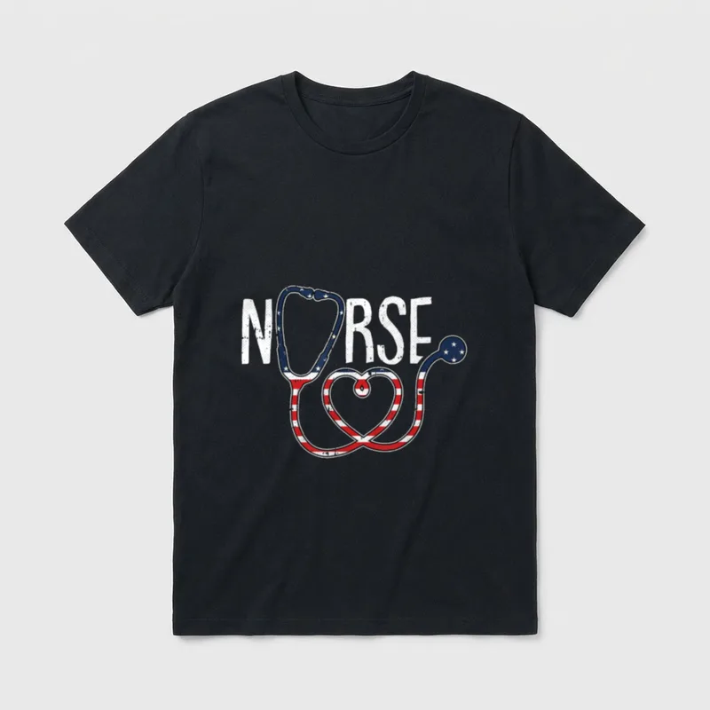 Nurse 4th of July American Registered T-Shirt – Classic T-Shirt in Black