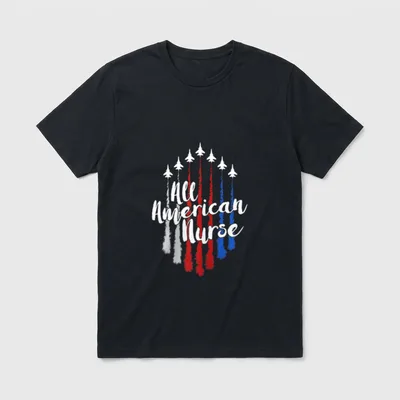 Nurse 4th of July All Red T-Shirt – Classic T-Shirt in Black