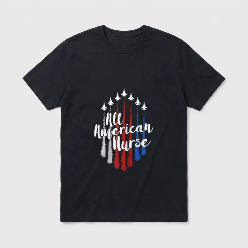Nurse 4th of July All Red T-Shirt – Classic T-Shirt in Black